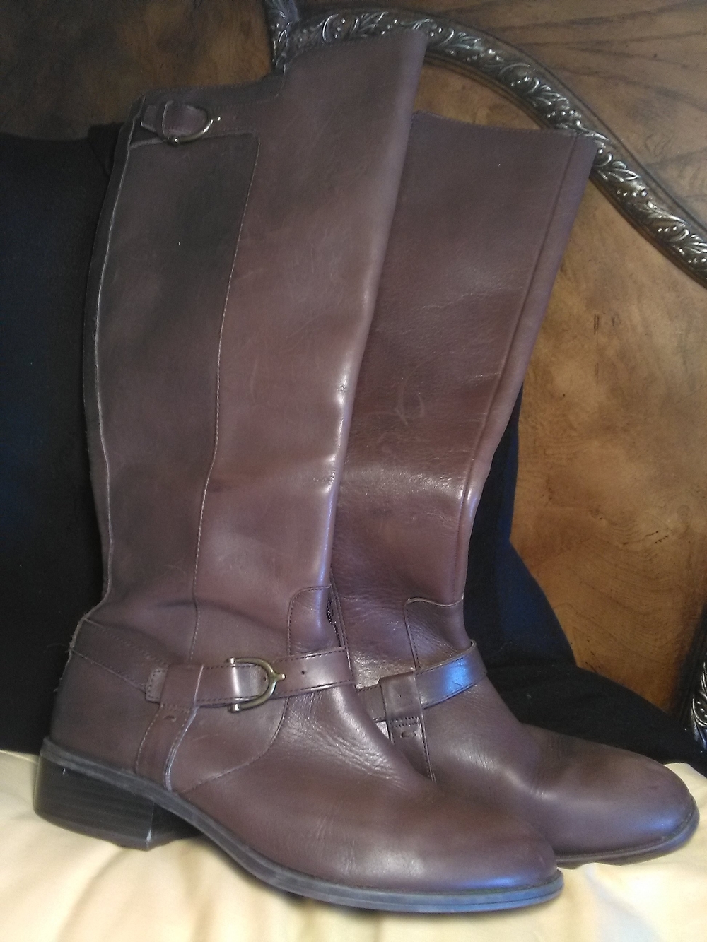 VINTAGE Ralph Lauren Brown Leather Riding Boots W/ BUCKLES SZ. 7.5B FAB!!